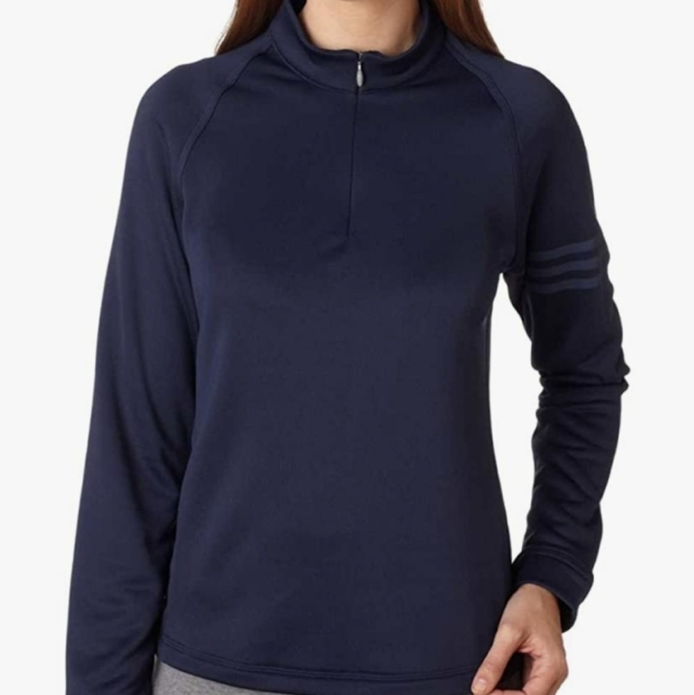 Adidas Golf Performance Mock  Neck Quarter Zip Navy Blue Sweatshirt Size Small